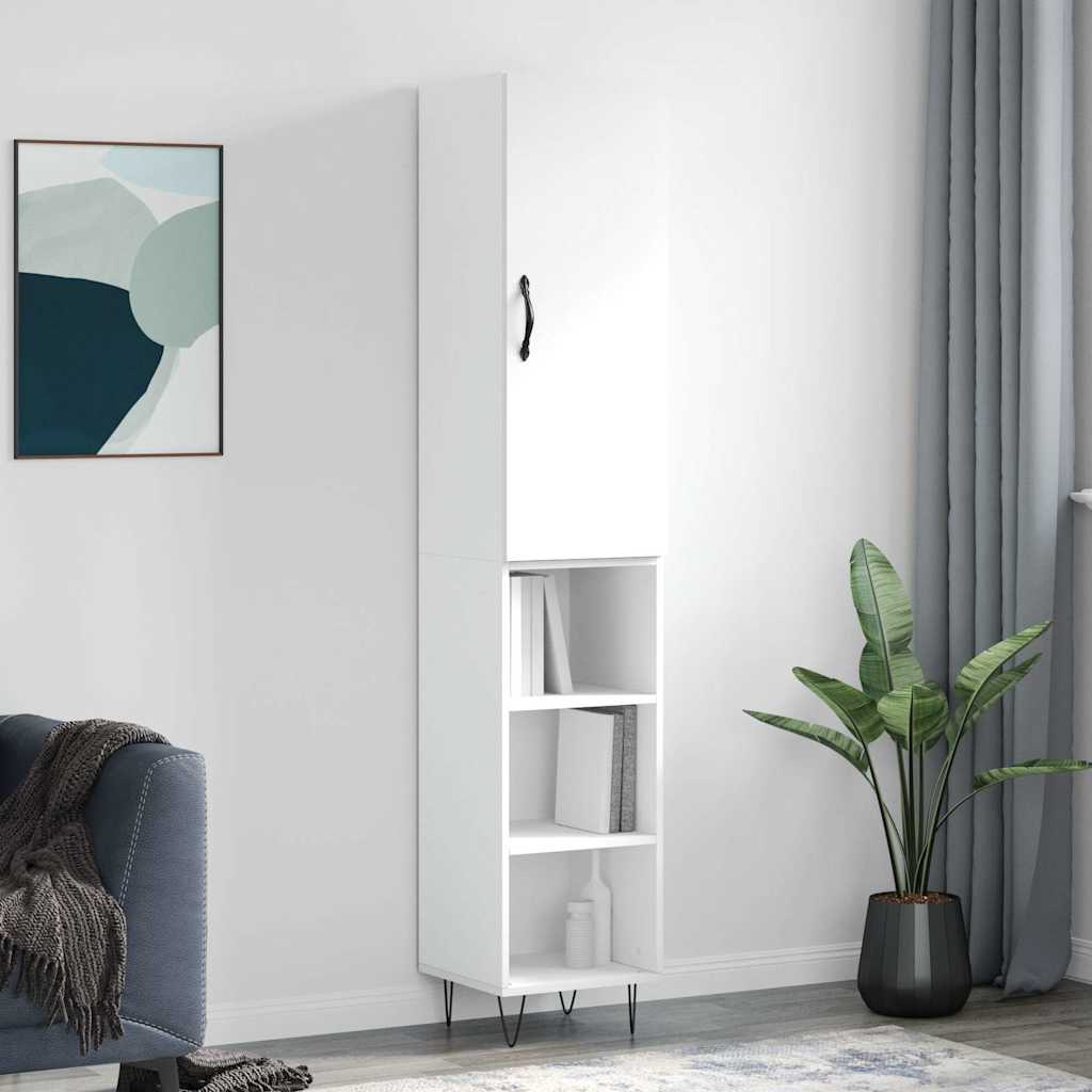 Highboard 34.5x34x180 cm Engineered Wood 3 Shelves White