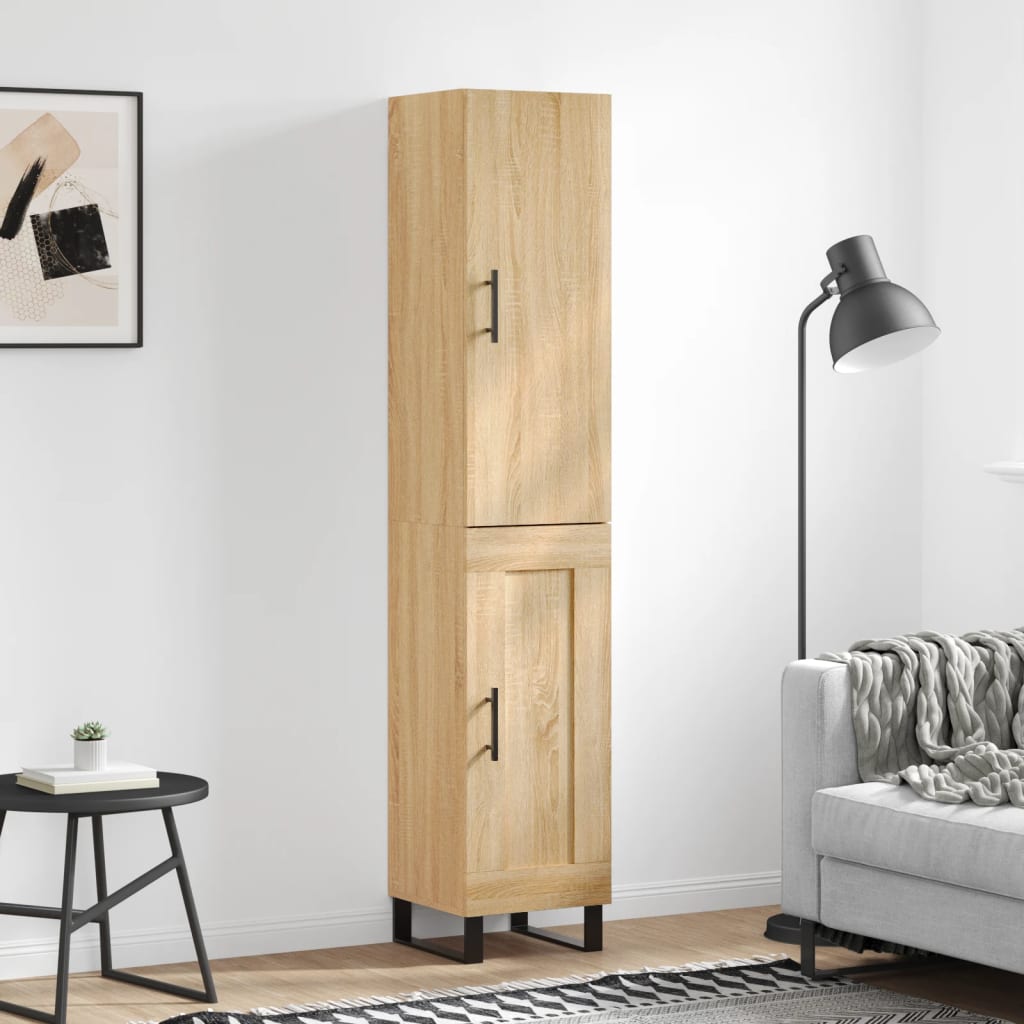 Highboard 34.5x34x180 cm Engineered Wood 1 Wood Door Sonoma oak