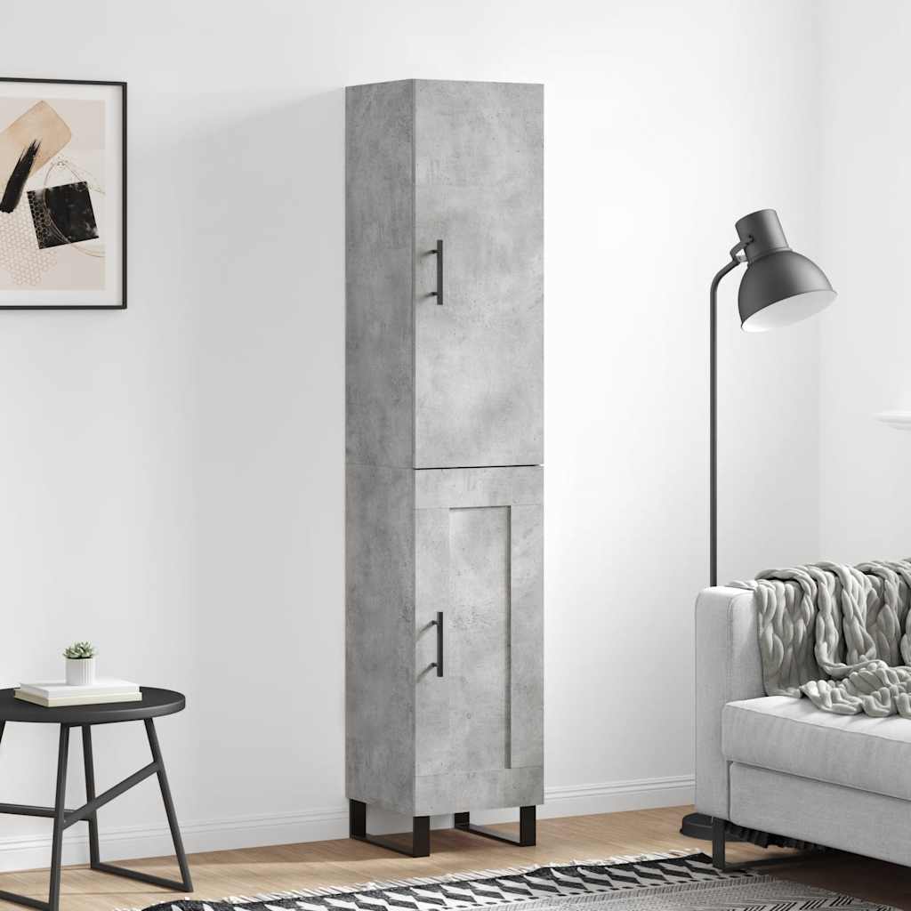 Highboard 34.5x34x180 cm Engineered Wood 1 Wood Door Concrete grey
