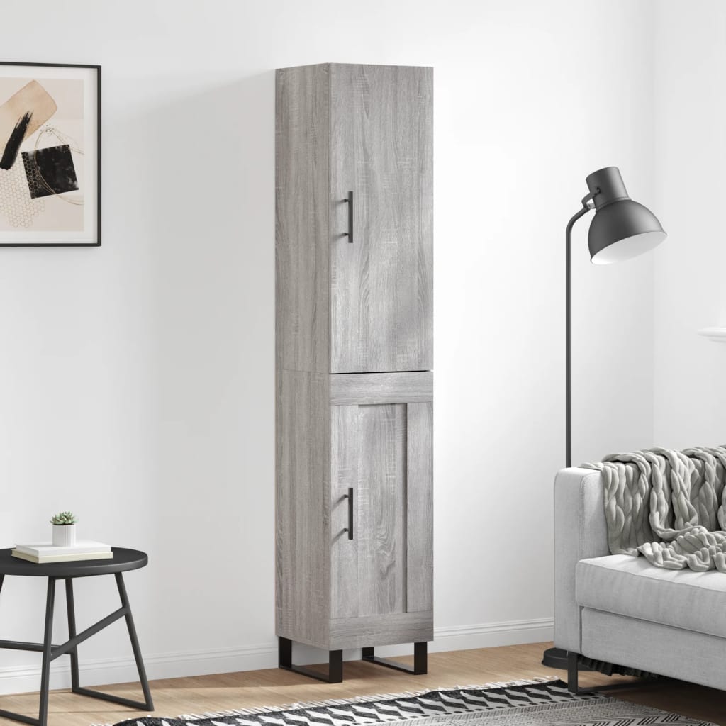 Highboard 34.5x34x180 cm Engineered Wood 1 Wood Door Grey sonoma