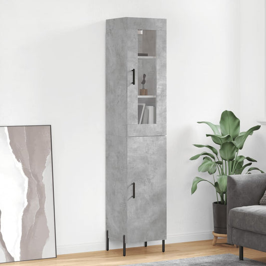 Highboard 34.5x34x180 cm Engineered Wood 1 Door Concrete grey