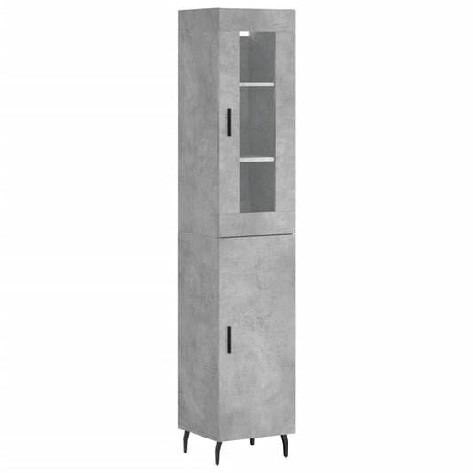 Highboard 34.5x34x180 cm Engineered Wood 1 Door Concrete grey