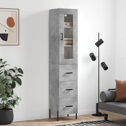Highboard 34.5x34x180 cm Engineered Wood 3 Drawers Concrete grey