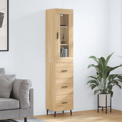 Highboard 34.5x34x180 cm Engineered Wood 3 Drawers Sonoma oak