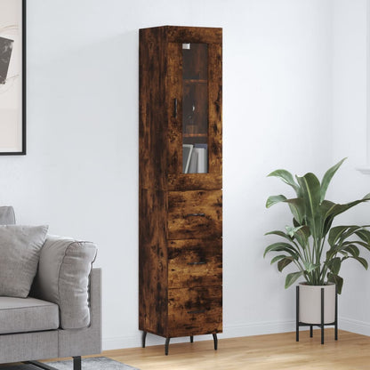 Highboard 34.5x34x180 cm Engineered Wood 3 Drawers Smoked oak