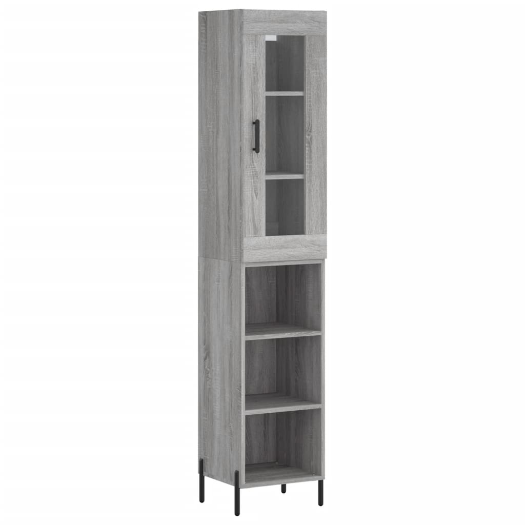 Highboard 34.5x34x180 cm Engineered Wood 3 Shelves Grey sonoma