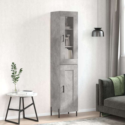 Highboard 34.5x34x180 cm Engineered Wood 1 Wood Door Concrete grey