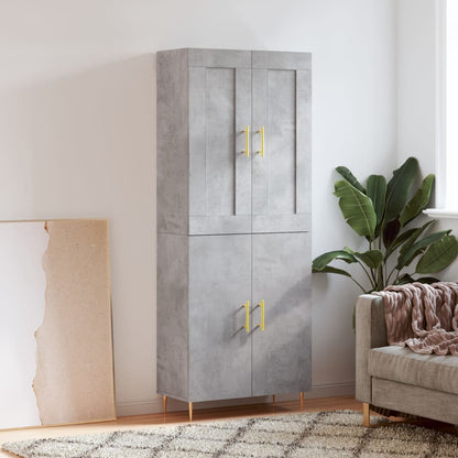 Highboard 69.5x34x180 cm Engineered Wood 2 Doors Concrete grey