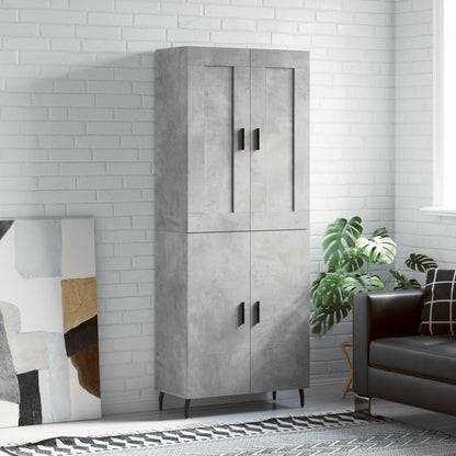 Highboard 69.5x34x180 cm Engineered Wood 2 Doors Concrete grey