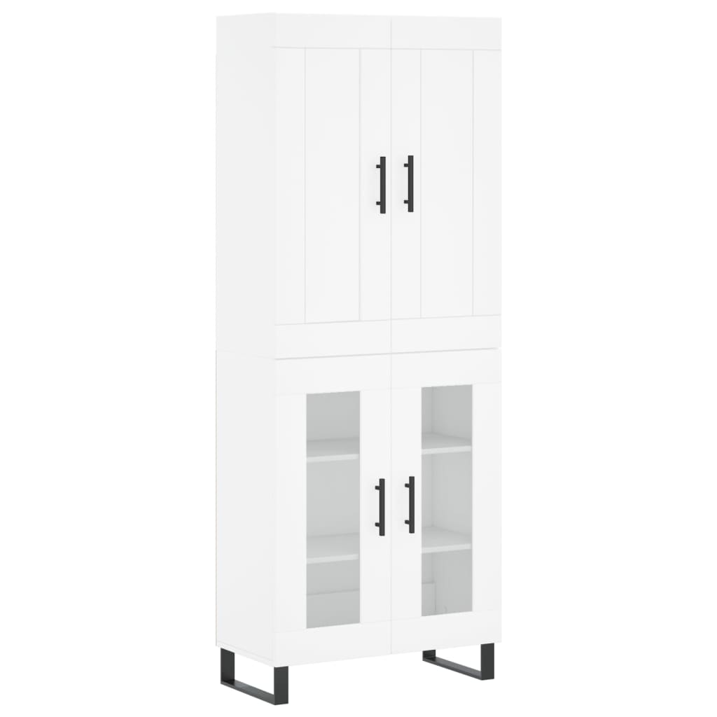 Highboard 69.5x34x180 cm Engineered Wood 2 Glass Doors White