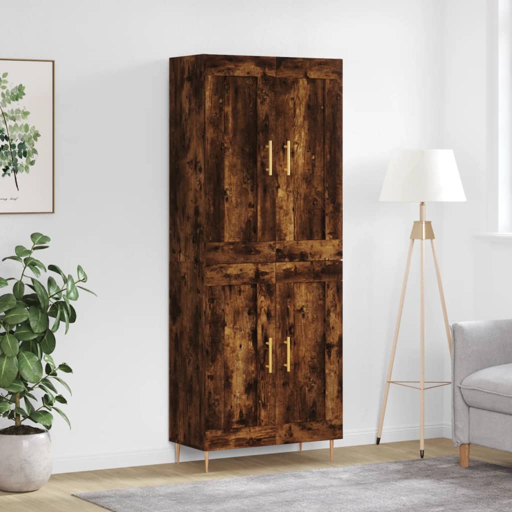 Highboard 69.5x34x180 cm Engineered Wood 2 Wood Doors Smoked oak