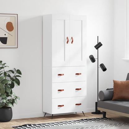 Highboard 69.5x34x180 cm Engineered Wood 3 Drawers White