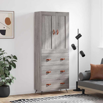 Highboard 69.5x34x180 cm Engineered Wood 3 Drawers Grey sonoma