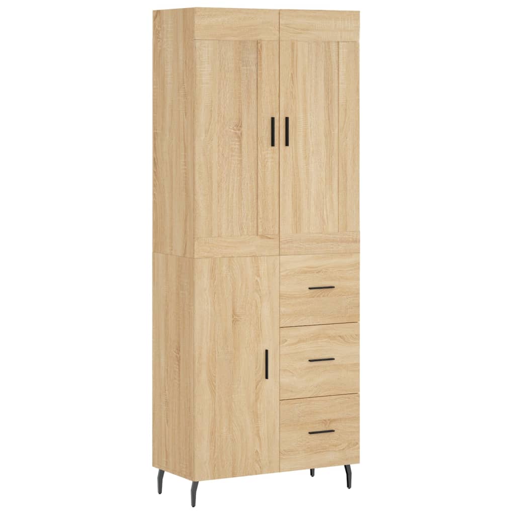 Highboard 69.5x34x180 cm Engineered Wood 1 Door 3 Drawers Sonoma oak