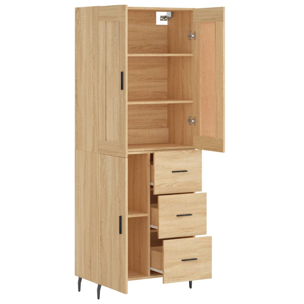 vidaXL Highboard Sonoma Oak 69,5x34x180 cm Engineered Wood 4