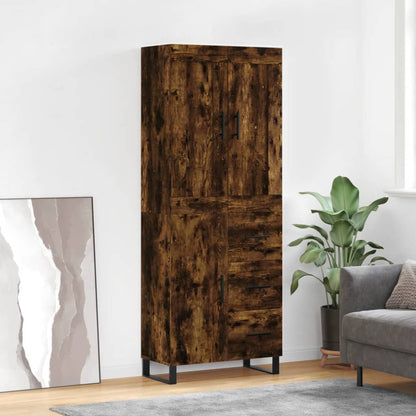 Highboard 69.5x34x180 cm Engineered Wood 1 Door 3 Drawers Smoked oak
