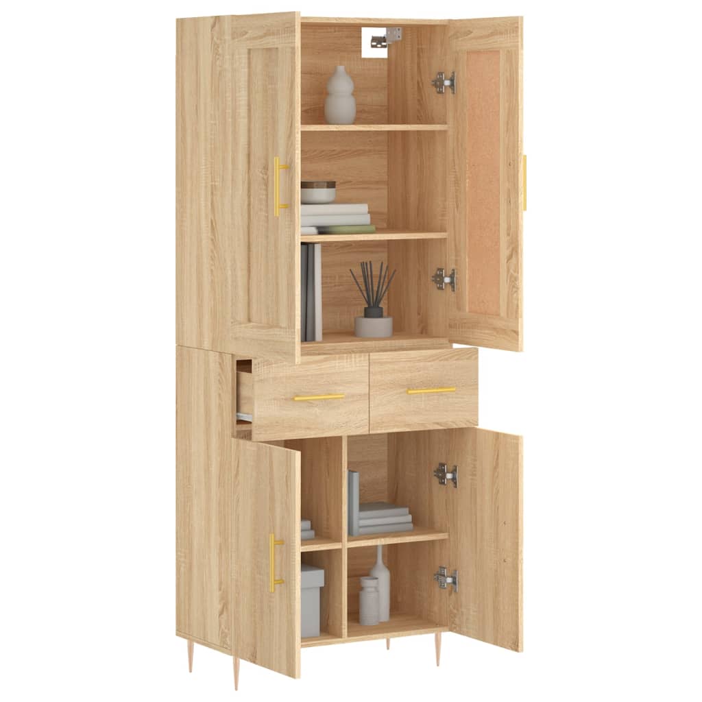 vidaXL Highboard Sonoma Oak 69.5x34x180 cm Engineered Wood 3