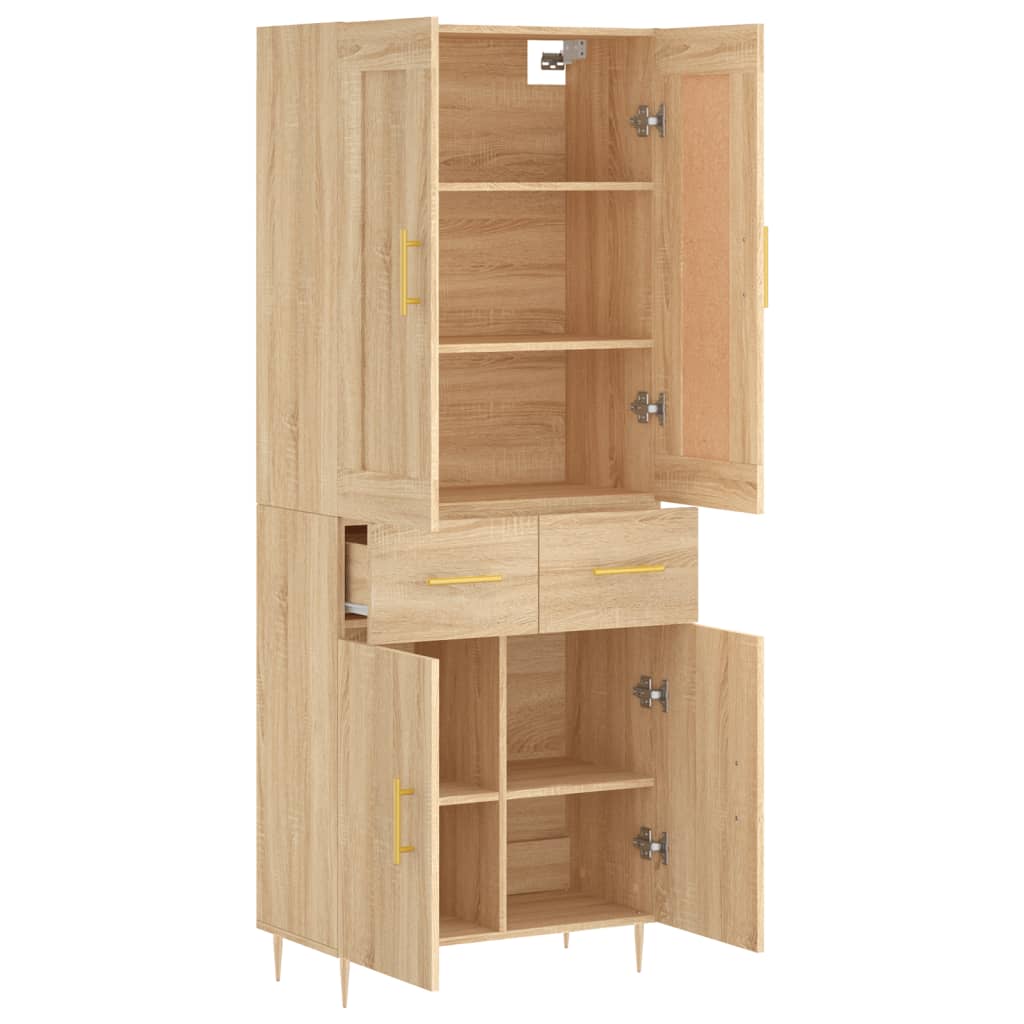 vidaXL Highboard Sonoma Oak 69.5x34x180 cm Engineered Wood 4