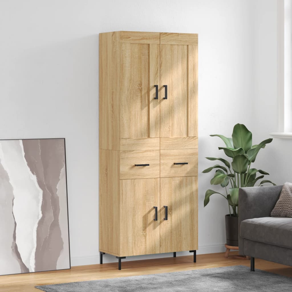 Highboard 69,5x34x180 cm Engineered Wood 2 doors 2 drawers Sonoma oak
