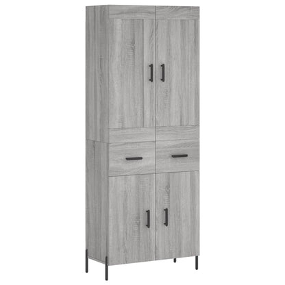 Highboard 69.5x34x180 cm Engineered Wood 2 Doors 2 Drawers Grey sonoma