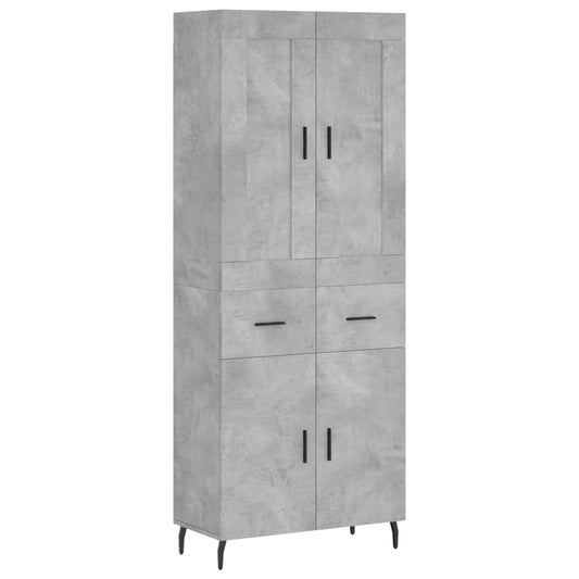 Highboard 69,5x34x180 cm Engineered Wood 2 doors 2 drawers Concrete grey