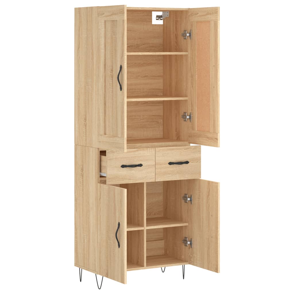 vidaXL Highboard Sonoma Oak 69,5x34x180 cm Engineered Wood 4