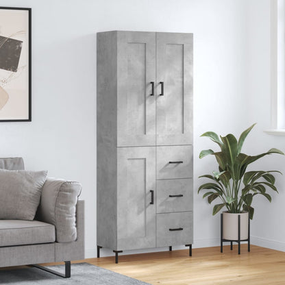 Highboard 69.5x34x180 cm Engineered Wood 1 Wood Door 3 Drawers Concrete grey