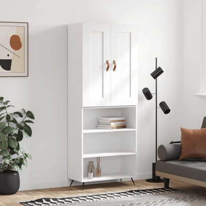 Highboard 69.5x34x180 cm Engineered Wood 3 Shelves White