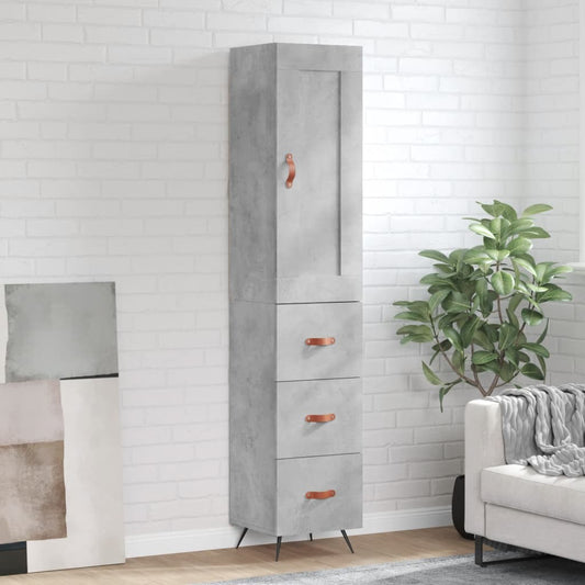 Highboard 34.5x34x180 cm Engineered Wood 3 Drawers Concrete grey