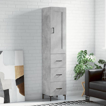 Highboard 34.5x34x180 cm Engineered Wood 3 Drawers Concrete grey
