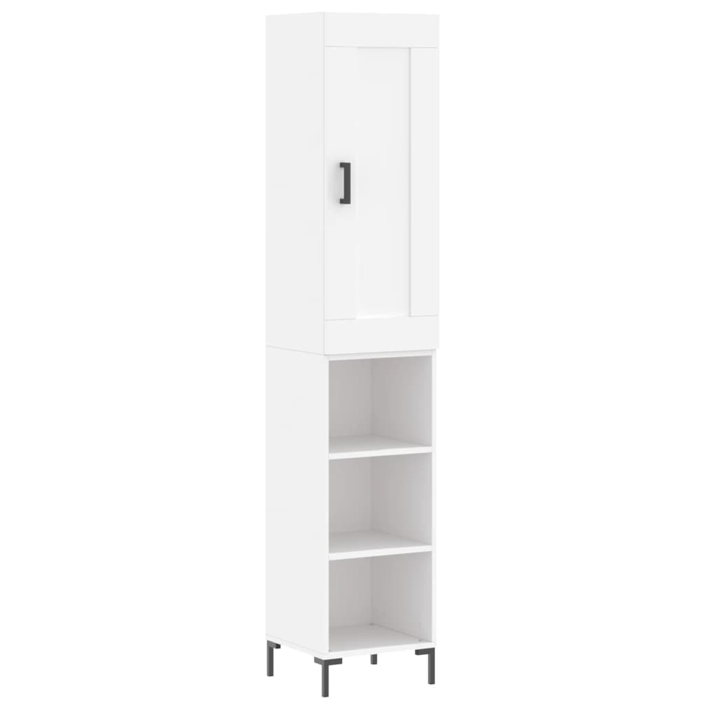 Highboard 34.5x34x180 cm Engineered Wood 3 Shelves White