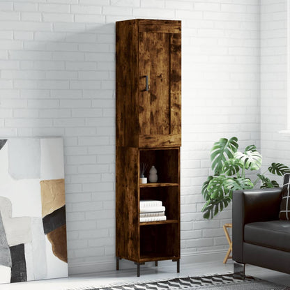 Highboard 34.5x34x180 cm Engineered Wood 3 Shelves Smoked oak