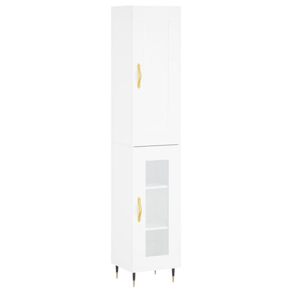 Highboard 34.5x34x180 cm Engineered Wood 1 Glass Door White