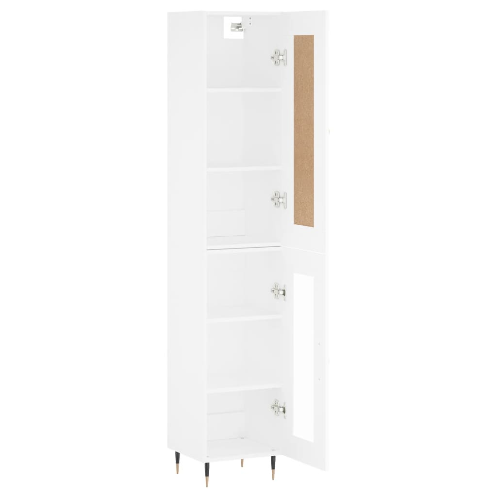 Highboard 34.5x34x180 cm Engineered Wood 1 Glass Door White