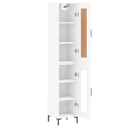 Highboard 34.5x34x180 cm Engineered Wood 1 Glass Door White