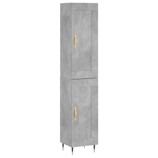 Highboard 34.5x34x180 cm Engineered Wood 1 Wood Door Concrete grey
