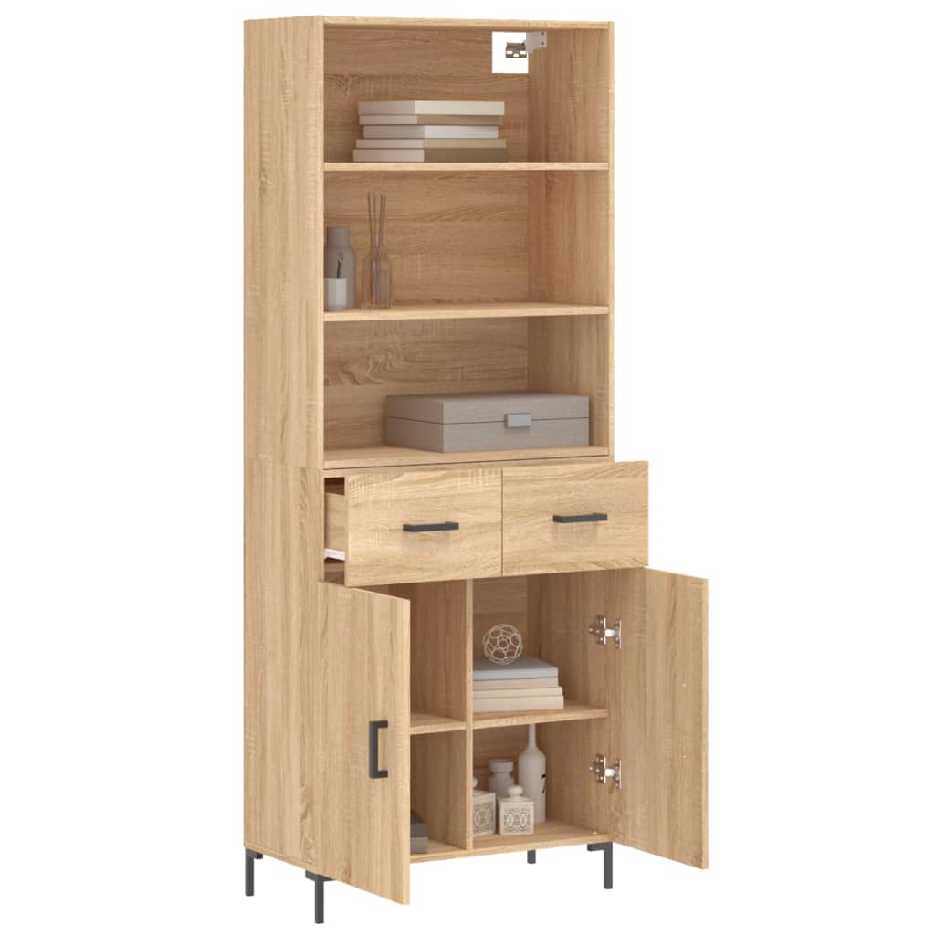vidaXL Highboard Sonoma Oak 69.5x34x180 cm Engineered Wood 3