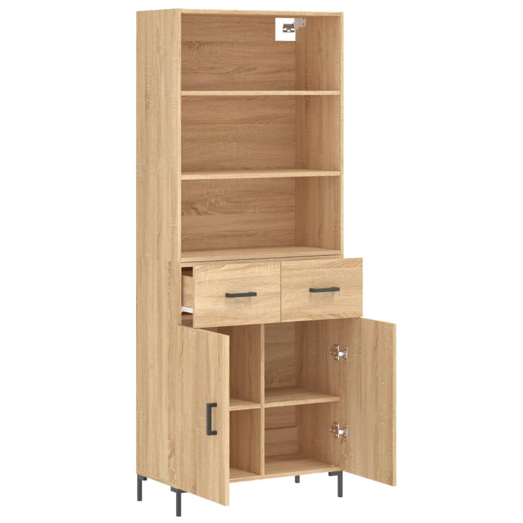 vidaXL Highboard Sonoma Oak 69.5x34x180 cm Engineered Wood 4