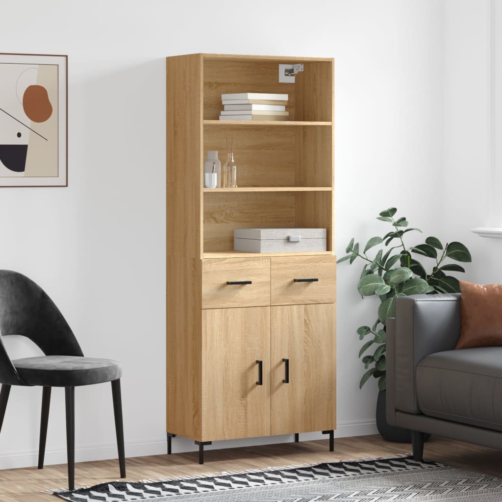 vidaXL Highboard Sonoma Oak 69.5x34x180 cm Engineered Wood 1
