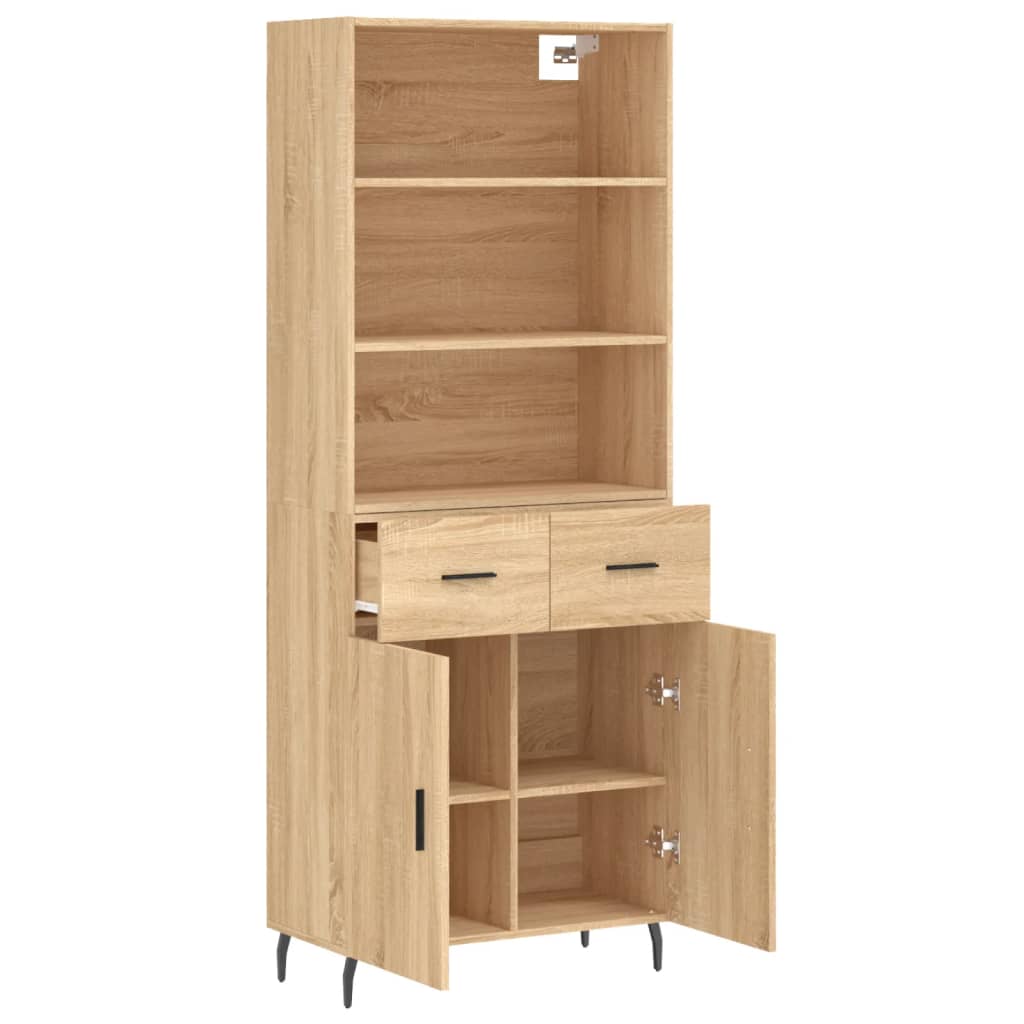 vidaXL Highboard Sonoma Oak 69,5x34x180 cm Engineered Wood 4