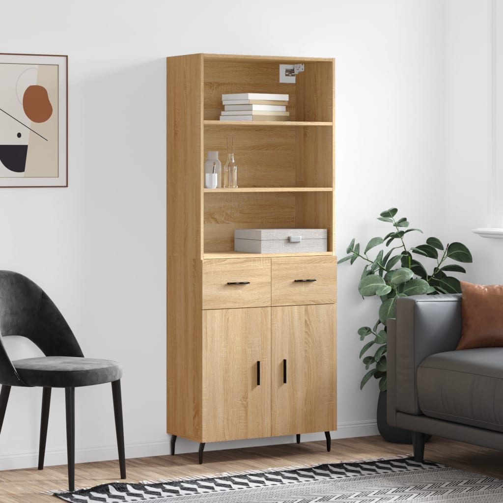 vidaXL Highboard Sonoma Oak 69,5x34x180 cm Engineered Wood 1