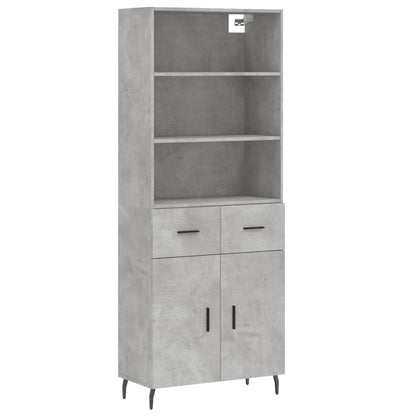 Highboard 69,5x34x180 cm Engineered Wood 2 doors 2 drawers Concrete grey