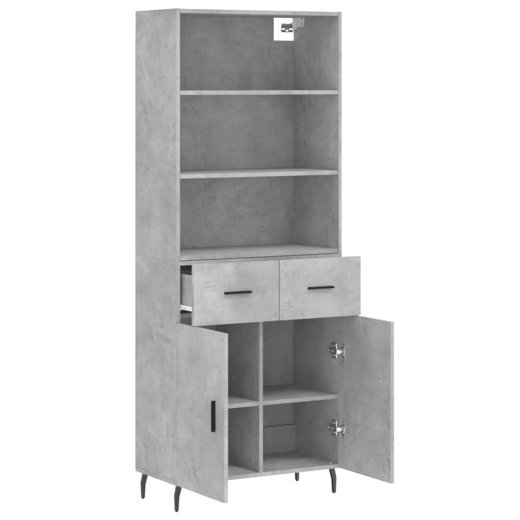 vidaXL Highboard Concrete Grey 69,5x34x180 cm Engineered Wood 3