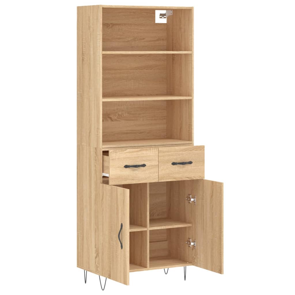 vidaXL Highboard Sonoma Oak 69,5x34x180 cm Engineered Wood 4
