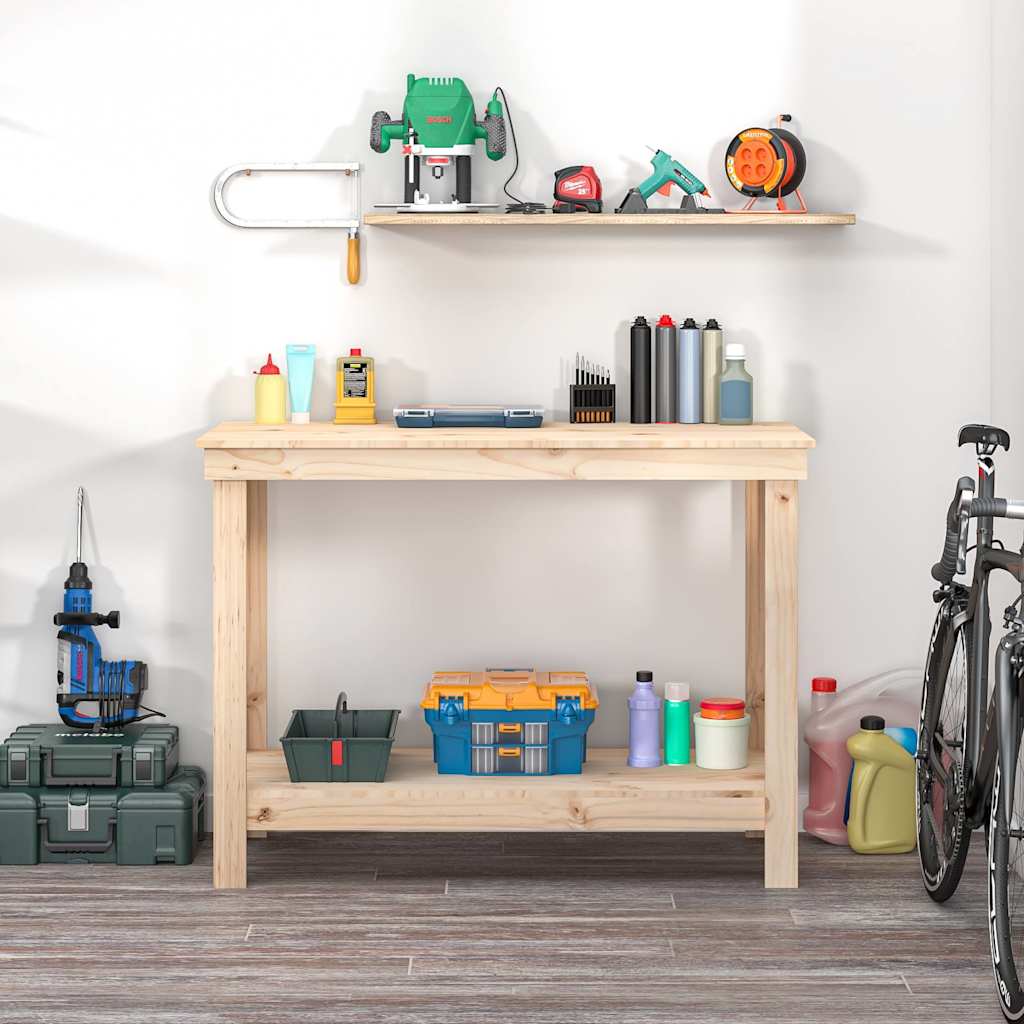 Work Bench Solid Wood Pine Natural 110 x 50 x 80 cm