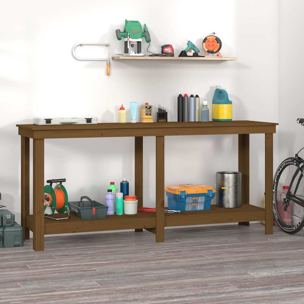 Work Bench Solid Wood Pine Honey brown 180 x 50 x 80 cm