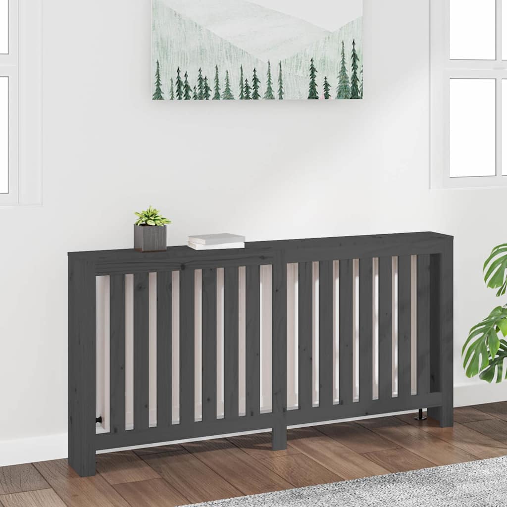 Radiator Cover Solid Wood Pine Depth 19 cm Grey 169 cm