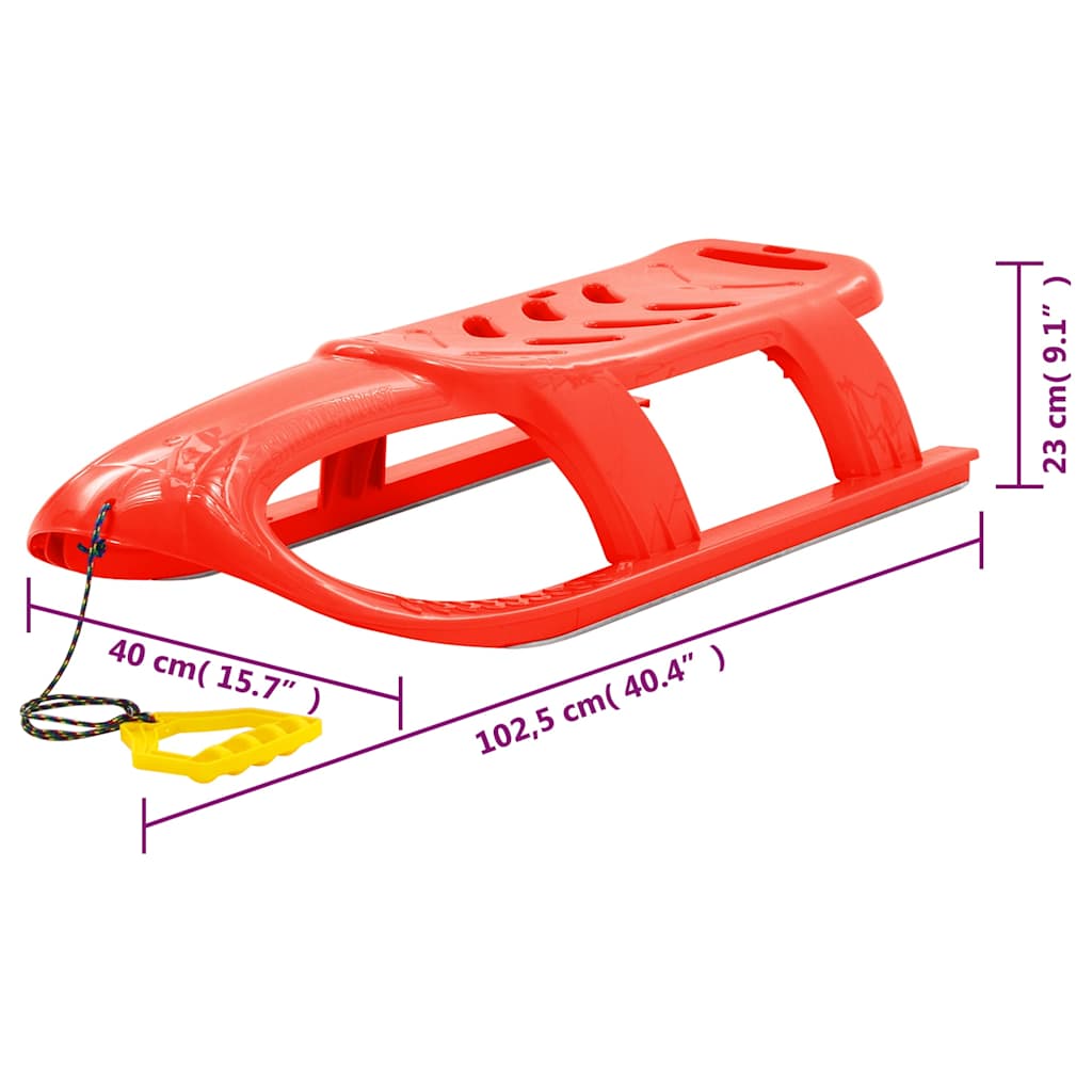 Sledge with Seat 102,5x40x23 cm Polypropylene Red Sledge
