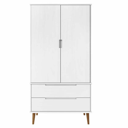 vidaXL Wardrobe "MOLDE" White 90x55x175 cm Solid Wood Pine 3