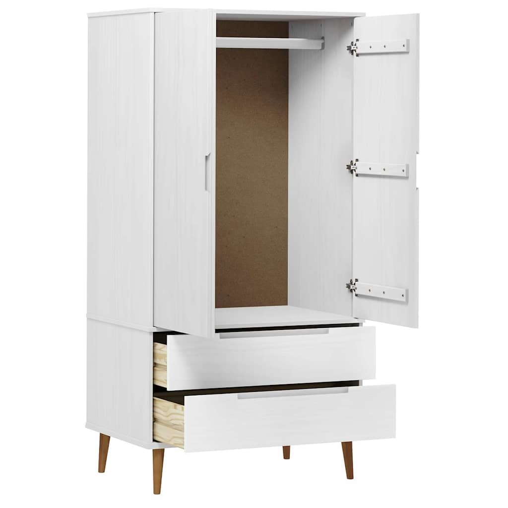 vidaXL Wardrobe "MOLDE" White 90x55x175 cm Solid Wood Pine 4